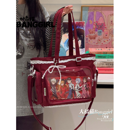 2026新款二次元痛包斜後後背包大容量托特包娃包單肩包透明吧唧痛包女