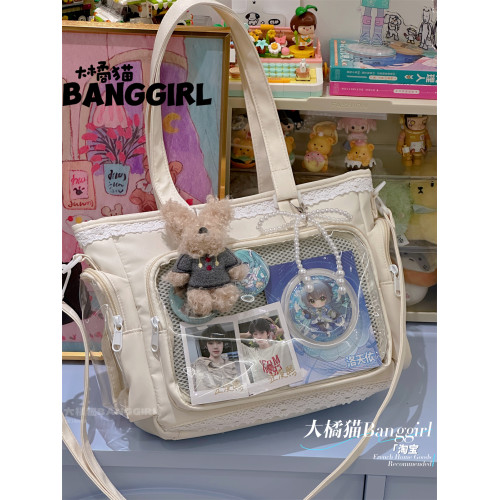 2026新款二次元痛包斜後後背包大容量托特包娃包單肩包透明吧唧痛包女