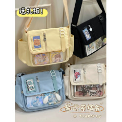 日系二次元風少女郵差包吧唧穀子痛包學生黨單肩包初中女生斜後後背包
