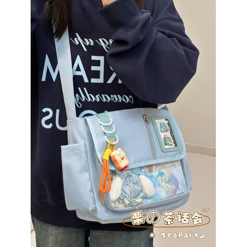 日系二次元風少女郵差包吧唧穀子痛包學生黨單肩包初中女生斜後後背包 日系二次元風少女郵差包吧唧穀子痛包學生黨單肩包初中女生斜後後背包