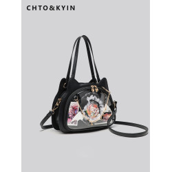 CHTO&KYIN日系二次元貓咪痛包中小食量透明穀子娃包單肩斜背手提