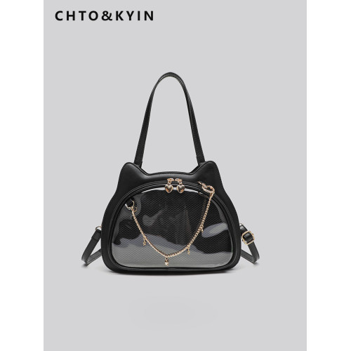 CHTO&KYIN日系二次元貓咪痛包中小食量透明穀子娃包單肩斜背手提 CHTO&KYIN日系二次元貓咪痛包中小食量透明穀子娃包單肩斜背手提