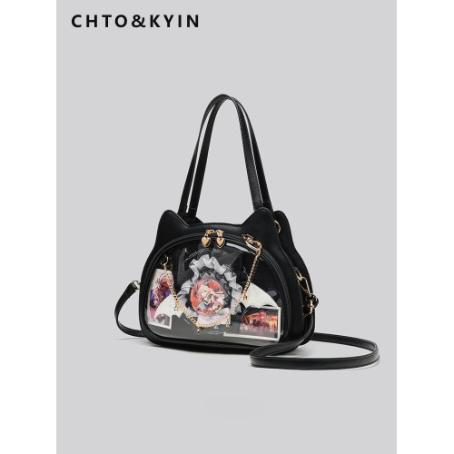 CHTO&KYIN日系二次元貓咪痛包中小食量透明穀子娃包單肩斜背手提 CHTO&KYIN日系二次元貓咪痛包中小食量透明穀子娃包單肩斜背手提