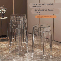 壓克力椅子塑膠凳子家用加厚可曡放圓凳簡約客廳用板凳透備明桌布