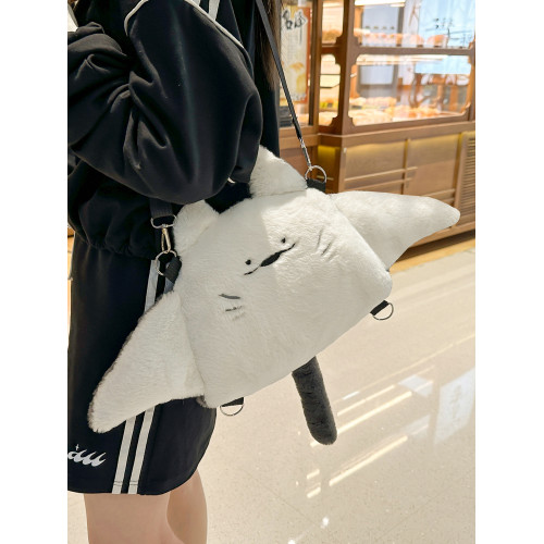 新款魔鬼魚雙肩包女個性公仔毛絨玩偶斜後後背包日系可愛少女卡通後後背包