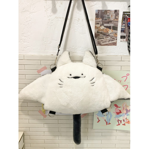 新款魔鬼魚雙肩包女個性公仔毛絨玩偶斜後後背包日系可愛少女卡通後後背包