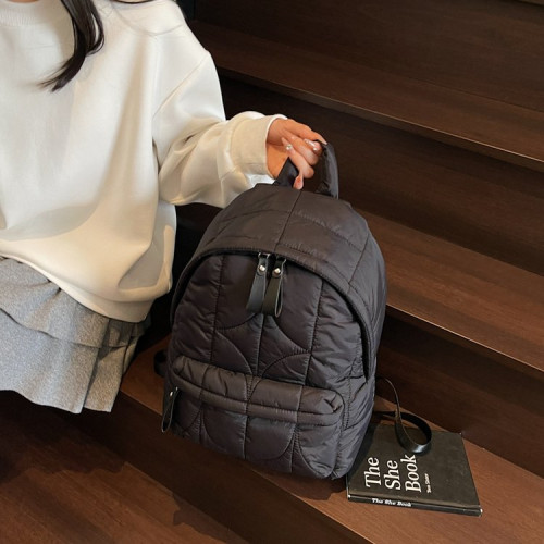 雙肩包女包2025新款軟面小後後背包復古睿營後後背包大容量棉服包雙肩後後背包