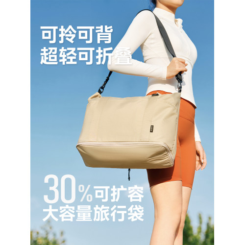 漫遊新款可折曡手提行李袋旅行包女士短途輕便大容量旅遊單肩後後背包