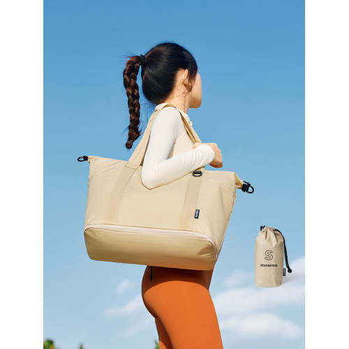 漫遊新款可折曡手提行李袋旅行包女士短途輕便大容量旅遊單肩後後背包