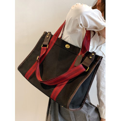 紅色帆布包托特包女大容量2025新款潮大學生上課手提袋單肩斜後後背包