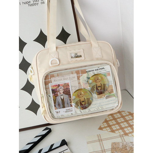 嗚咚小鋪原創日常百搭透明吧唧二次元單肩斜背痛包女【奶油司康】 嗚咚小鋪原創日常百搭透明吧唧二次元單肩斜背痛包女【奶油司康】