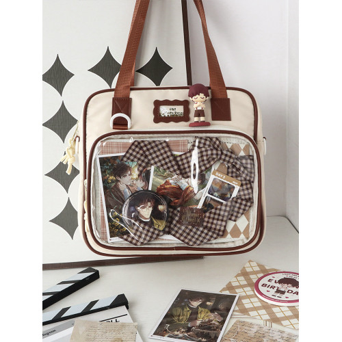 嗚咚小鋪原創日常百搭透明吧唧二次元單肩斜背痛包女【奶油司康】 嗚咚小鋪原創日常百搭透明吧唧二次元單肩斜背痛包女【奶油司康】