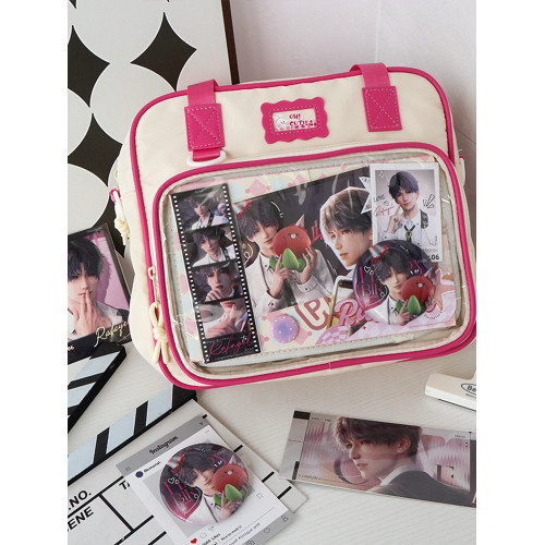 嗚咚小鋪原創日常百搭透明吧唧二次元單肩斜背痛包女【奶油司康】 嗚咚小鋪原創日常百搭透明吧唧二次元單肩斜背痛包女【奶油司康】