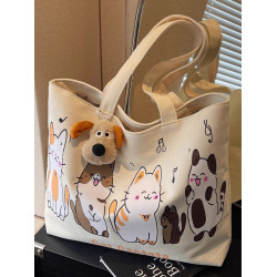 帆布包女2026新款大容量單肩包學生上課通勤托特包休閒百搭手提袋