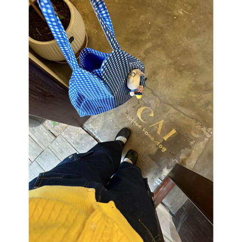 可愛小兔子帆布包復古格子摩登兔兔格紋大容量通勤托特包單肩包潮