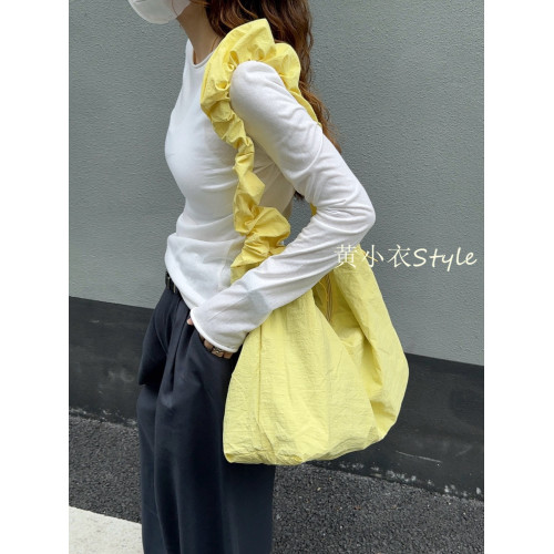 ins慵懶風尼龍帆布包休閒百搭單肩斜後後背包小衆設計褶皺肩帶托特包 ins慵懶風尼龍帆布包休閒百搭單肩斜後後背包小衆設計褶皺肩帶托特包