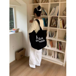 韓版2025春季新款字母帆布托特包大容量韓國百搭購物袋休閒女生包