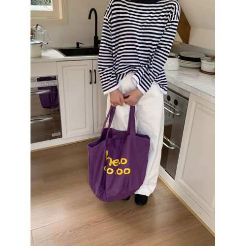 韓版2025春季新款字母帆布托特包大容量韓國百搭購物袋休閒女生包