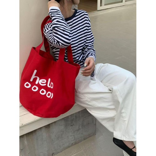 韓版2025春季新款字母帆布托特包大容量韓國百搭購物袋休閒女生包