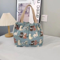 上班族出門通勤小拎包百搭手提雜物袋可愛2022女款輕便帆布便當包