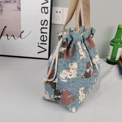 上班族出門通勤小拎包百搭手提雜物袋可愛2022女款輕便帆布便當包