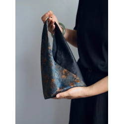 雅哥手包新中式國風旗袍復古提花香雲紗水桶包女腋下包小拎包