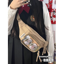 可愛多層少女心小衆基礎款小食量痛包娃包二次元透明純色斜背胸包