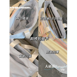 大橘貓學院風二次元百搭撞色大容量補課包女透明吧唧單肩包斜後後背包