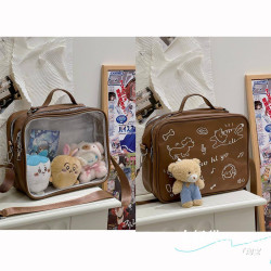 日系JK痛包3ways兩用大容量透明娃包 PU材質卡通風格女包