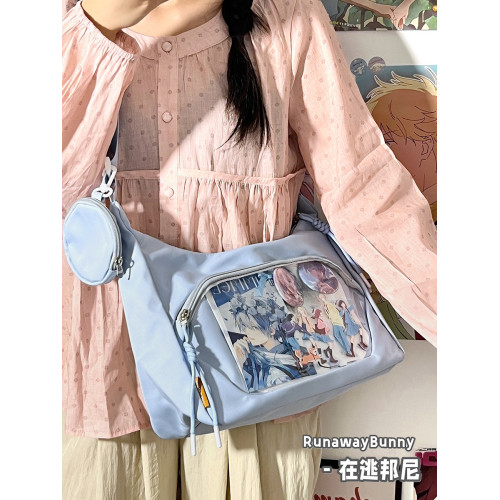 校園百搭大容量單肩斜後後背包二次元洛麗塔漫展透明吧唧痛包10cm娃包