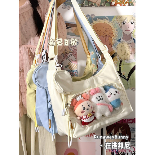 校園百搭大容量單肩斜後後背包二次元洛麗塔漫展透明吧唧痛包10cm娃包