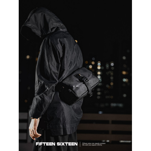 15/16黑色彈道尼龍斜後後背包潮牌小包機能男士隨身後後背包cordura胸包