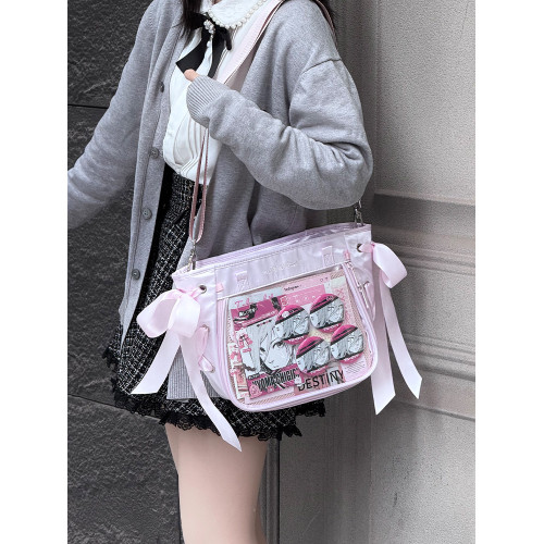 AORDA閃光痛 絲帶痛包斜背外出小食量單肩娃包二次元大腸痛吧唧包