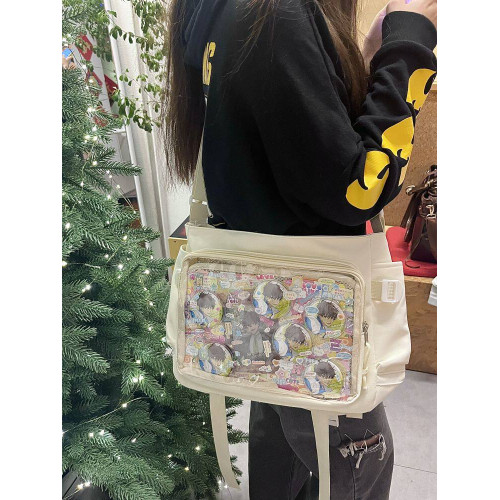 嗚咚小鋪原創日常百搭透明單肩斜背吧唧二次元校園學院風痛包包女
