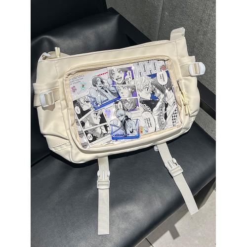 嗚咚小鋪原創日常百搭透明單肩斜背吧唧二次元校園學院風痛包包女