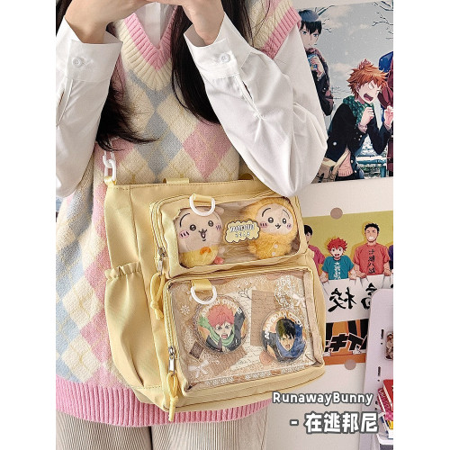 二次元大容量斜後後背包日系ins漫展少女單肩包透明吧唧紥板痛包娃包 二次元大容量斜後後背包日系ins漫展少女單肩包透明吧唧紥板痛包娃包