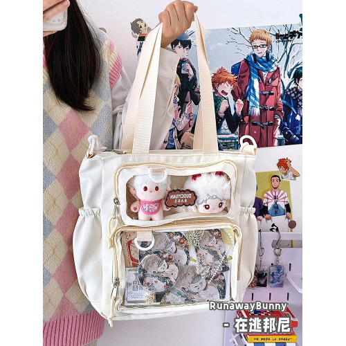 二次元大容量斜後後背包日系ins漫展少女單肩包透明吧唧紥板痛包娃包 二次元大容量斜後後背包日系ins漫展少女單肩包透明吧唧紥板痛包娃包