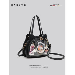 CAKJVG原創日系二次元少女萌妹貓咪小食量痛包吧唧穀子單肩斜後後背包