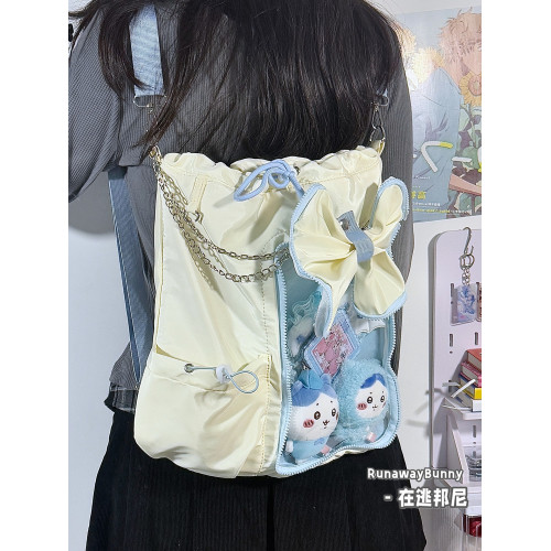 可愛痛包抽繩雙肩包大容量鏈條裝飾10cm20cm娃包學院風斜後後背包百搭