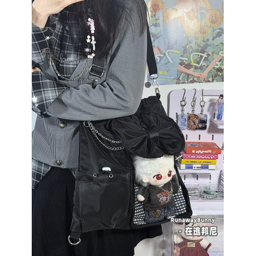 可愛痛包抽繩雙肩包大容量鏈條裝飾10cm20cm娃包學院風斜後後背包百搭