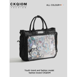 黑色大食量痛包大容量二次元透明穀子斜後後背包托特包小食量痛包雙肩