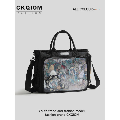 黑色大食量痛包大容量二次元透明穀子斜後後背包托特包小食量痛包雙肩