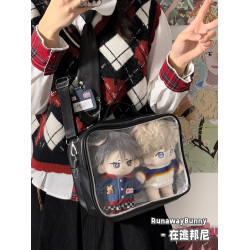 原創百搭簡約3way痛包二次元洛麗塔20cm娃包透明單肩斜背雙肩包JK