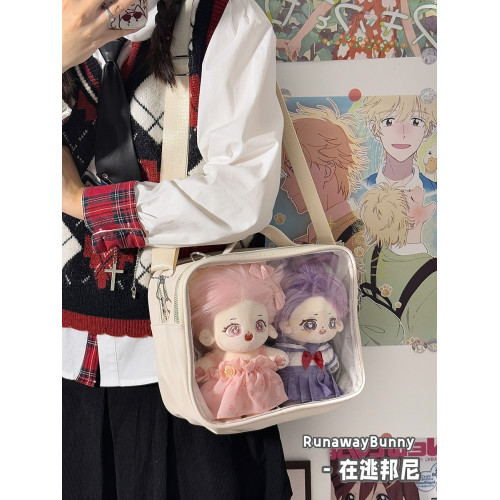 原創百搭簡約3way痛包二次元洛麗塔20cm娃包透明單肩斜背雙肩包JK