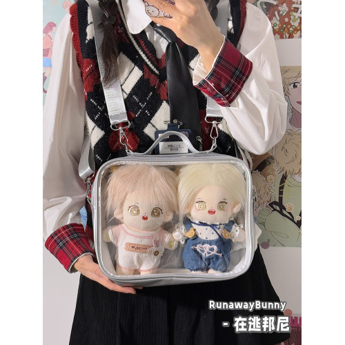 原創百搭簡約3way痛包二次元洛麗塔20cm娃包透明單肩斜背雙肩包JK