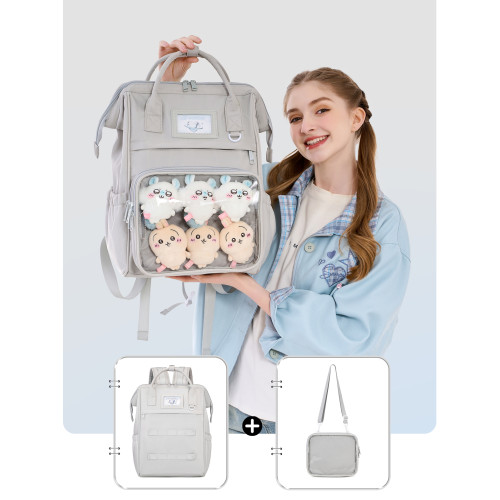 AORDA 痛包雙肩後後背包書包初中女生大容量二次元日常吧唧娃包出遊痛