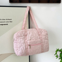 包包女大容量通勤健身旅行托特包2025新款粉色愛心手提單肩包