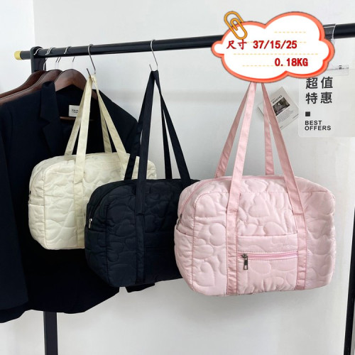 包包女大容量通勤健身旅行托特包2025新款粉色愛心手提單肩包