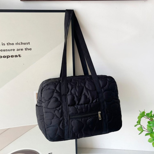 包包女大容量通勤健身旅行托特包2025新款粉色愛心手提單肩包