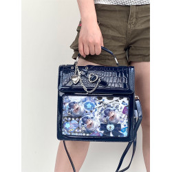 嗚咚小鋪原創亞文化哥特辣妹透明二次元吧唧痛包女pu【黑桃派對】